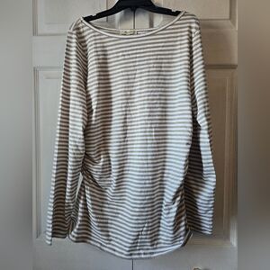 Madewell Beige and White Striped Top